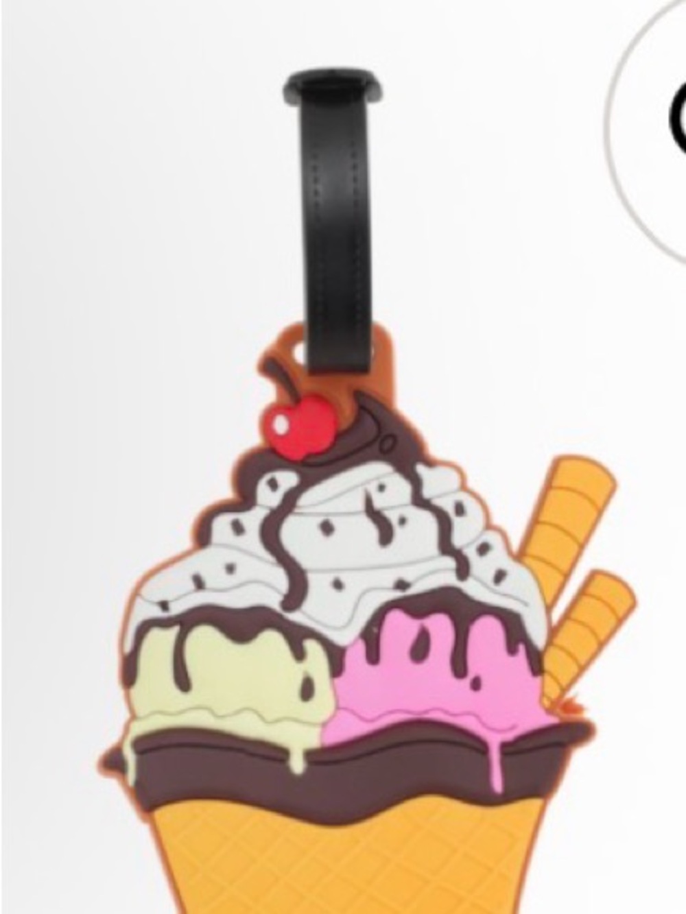 Ice Cream Cone Kids Luggage Tag - Pink, Yellow, White - Picture 2 of 5